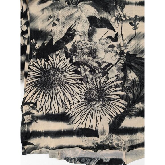 BLEU Tunic Top Women Size M Abstract Floral Medallion Festival Witchy Artsy Goth - Picture 12 of 13